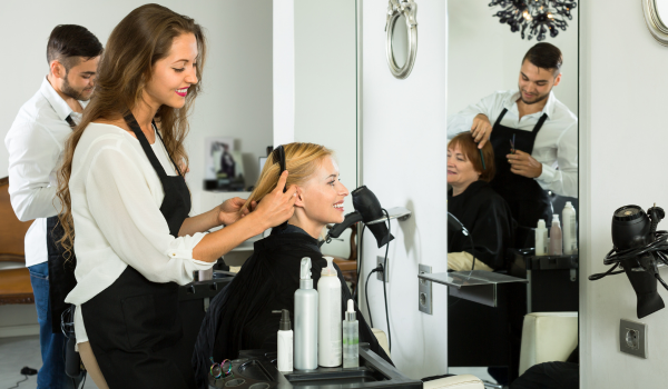 girl getting haircut